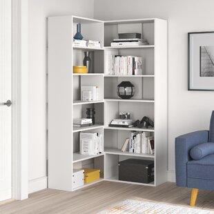 White gloss store corner bookcase